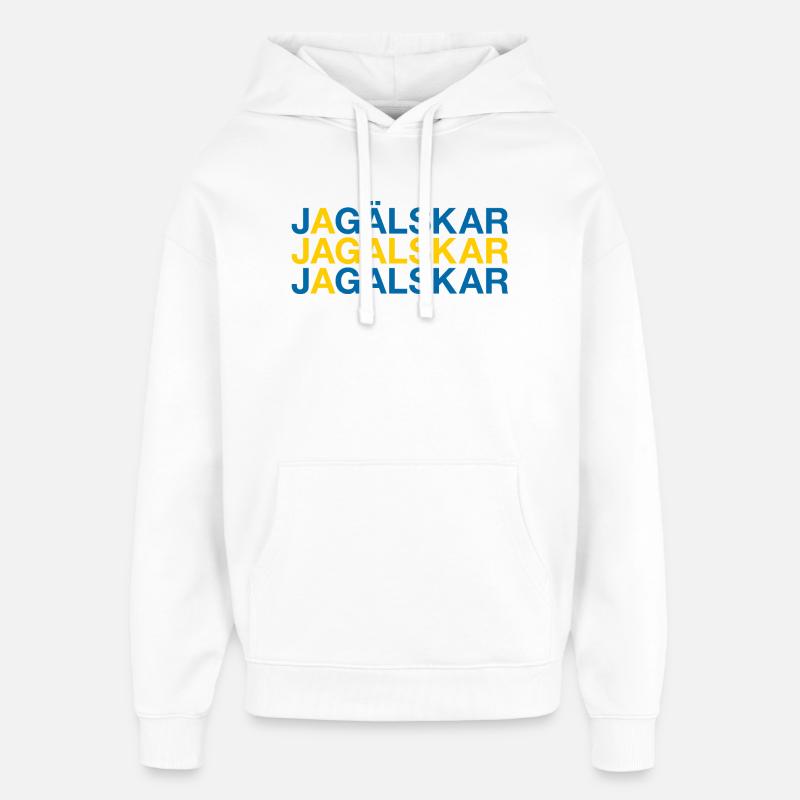 I LOVE SWEDEN Suède Drapeau - Sweat à capuche unisexe Stanley/Stella Oversized - blanc