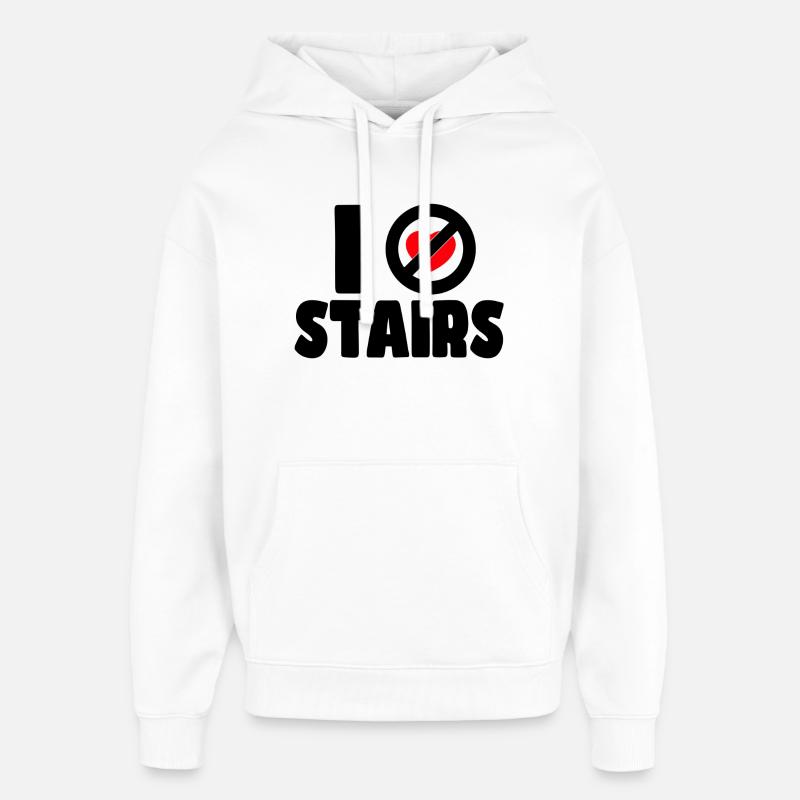 Jag hatar trappor. Humor för rullstolsburna * - Stanley/Stella Oversized Huvtröja Unisex - vit