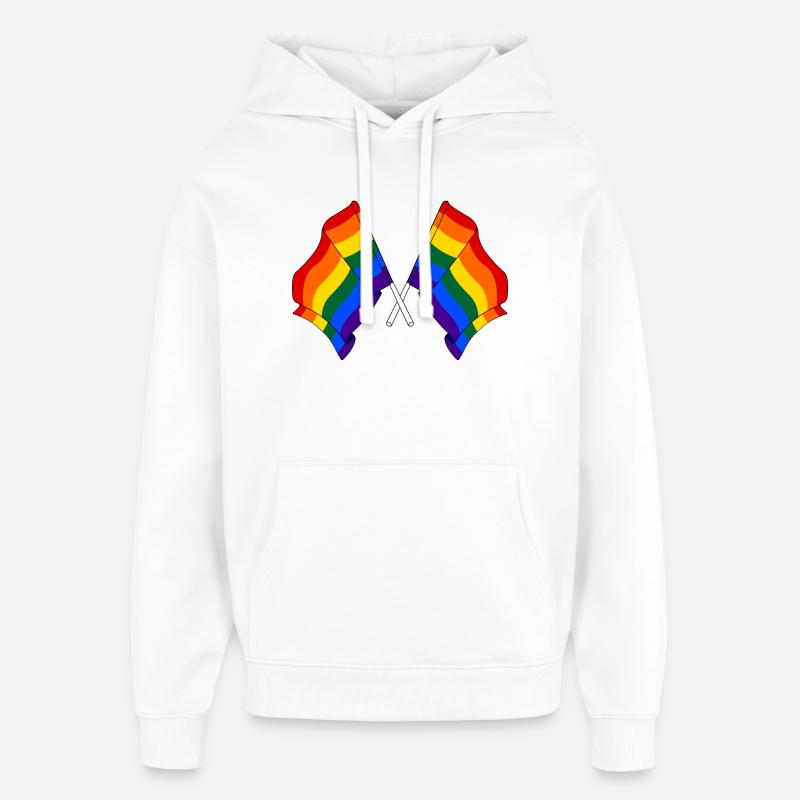 Deux drapeaux arc-en-ciel - Sweat à capuche unisexe Stanley/Stella Oversized - blanc