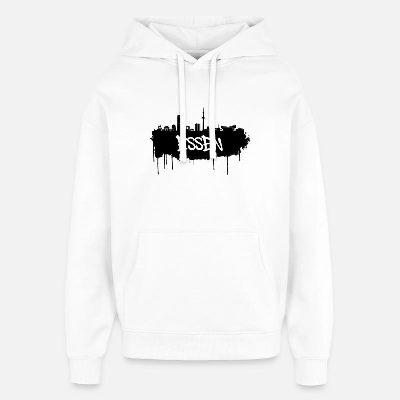 Nourriture Graffiti Skyline - Sweat à capuche unisexe Stanley/Stella Oversized - blanc