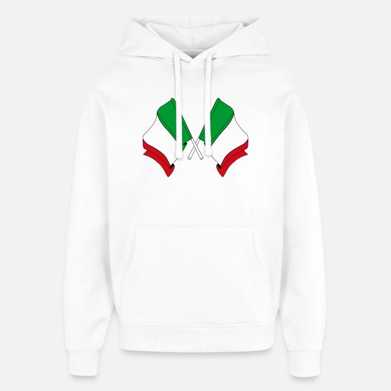 Drapeaux de l’Italie croisés - Sweat à capuche unisexe Stanley/Stella Oversized - blanc