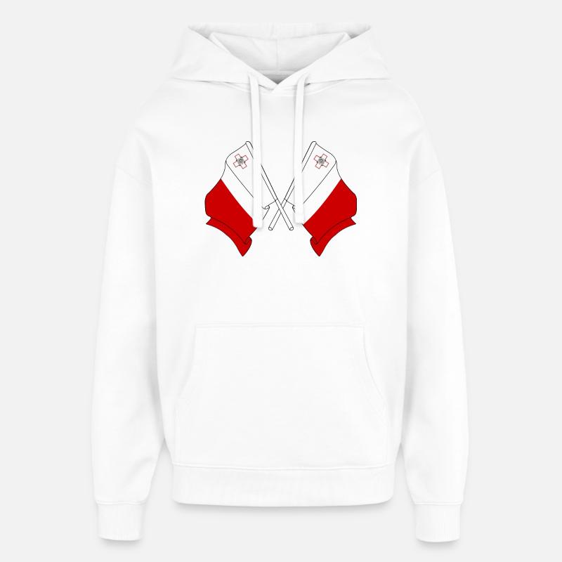 Deux drapeaux Malte - Sweat à capuche unisexe Stanley/Stella Oversized - blanc