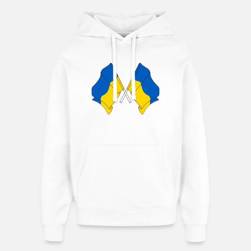 Deux drapeaux Ukraine - Sweat à capuche unisexe Stanley/Stella Oversized - blanc