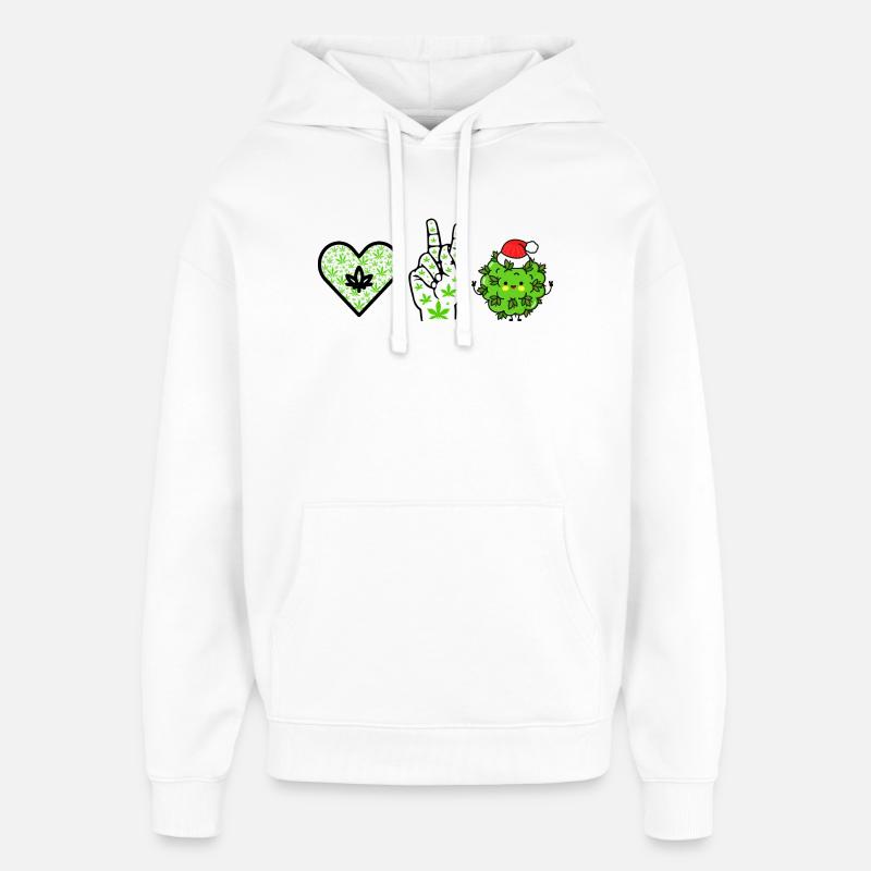 Amour, Paix et Bonheur / Joyeux Noël - Sweat à capuche unisexe Stanley/Stella Oversized - blanc