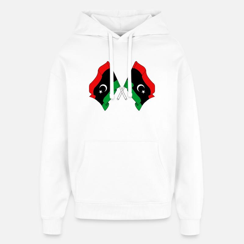 Two flags Libya - Oversized Unisex Hoodie by Stanley/Stella - white
