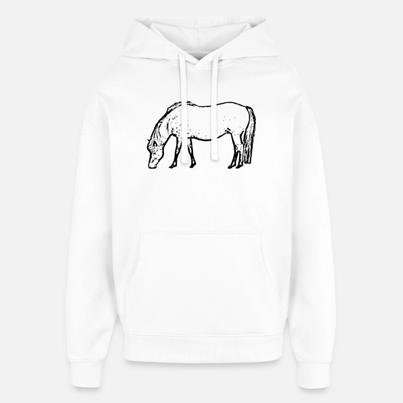 Cheval noir - Sweat à capuche unisexe Stanley/Stella Oversized - blanc