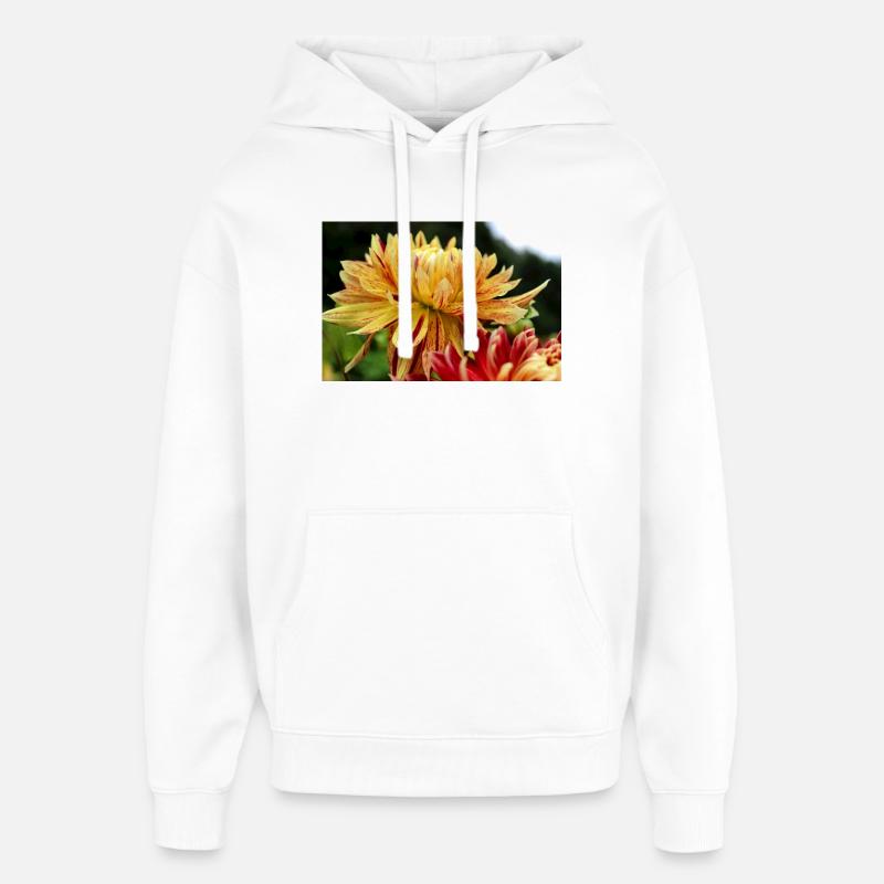 Dahlia fleur jaune, fleur - Sweat à capuche unisexe Stanley/Stella Oversized - blanc