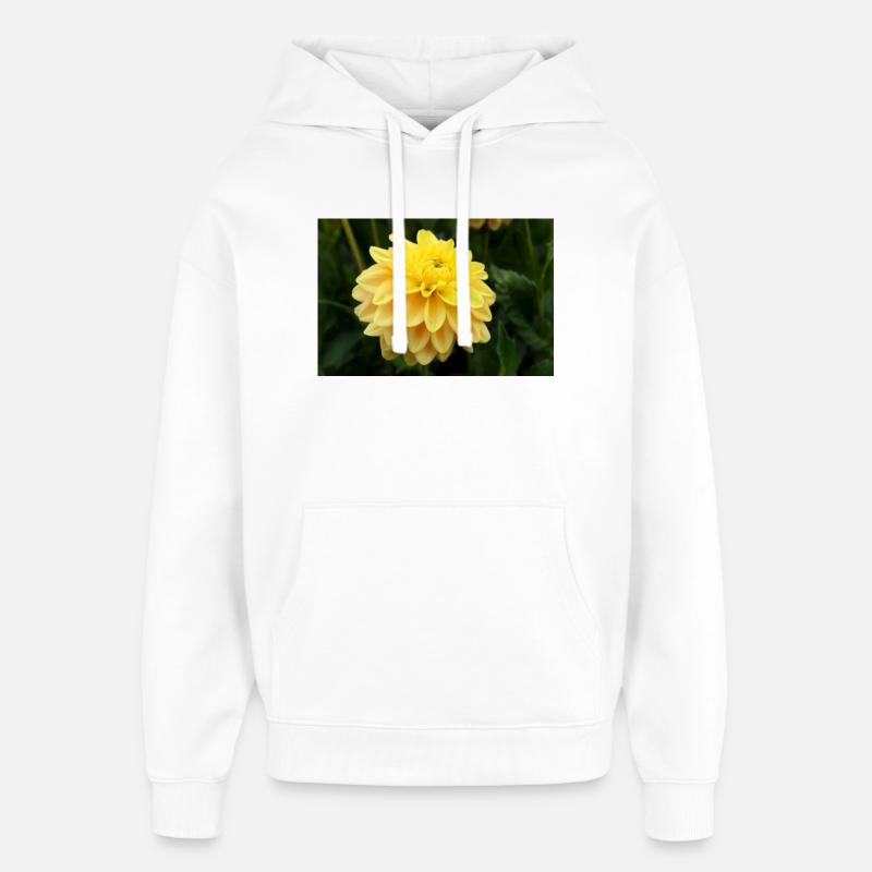 Dahlia fleur jaune, fleur - Sweat à capuche unisexe Stanley/Stella Oversized - blanc