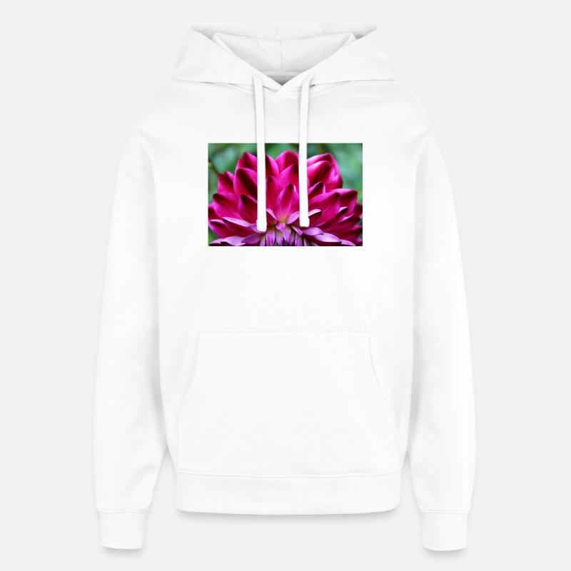 Dahlia Fleur Rouge, Fleur - Sweat à capuche unisexe Stanley/Stella Oversized - blanc
