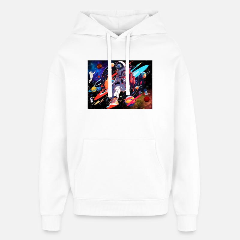 L’astronaute et l’espace - Sweat à capuche unisexe Stanley/Stella Oversized - blanc