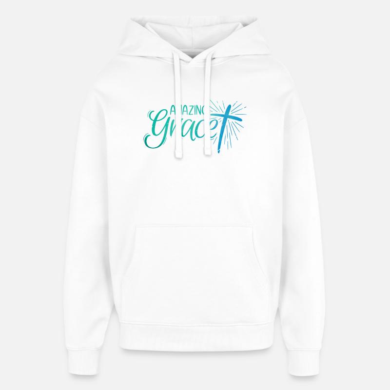 Lettrage Amazing Grace - Sweat à capuche unisexe Stanley/Stella Oversized - blanc