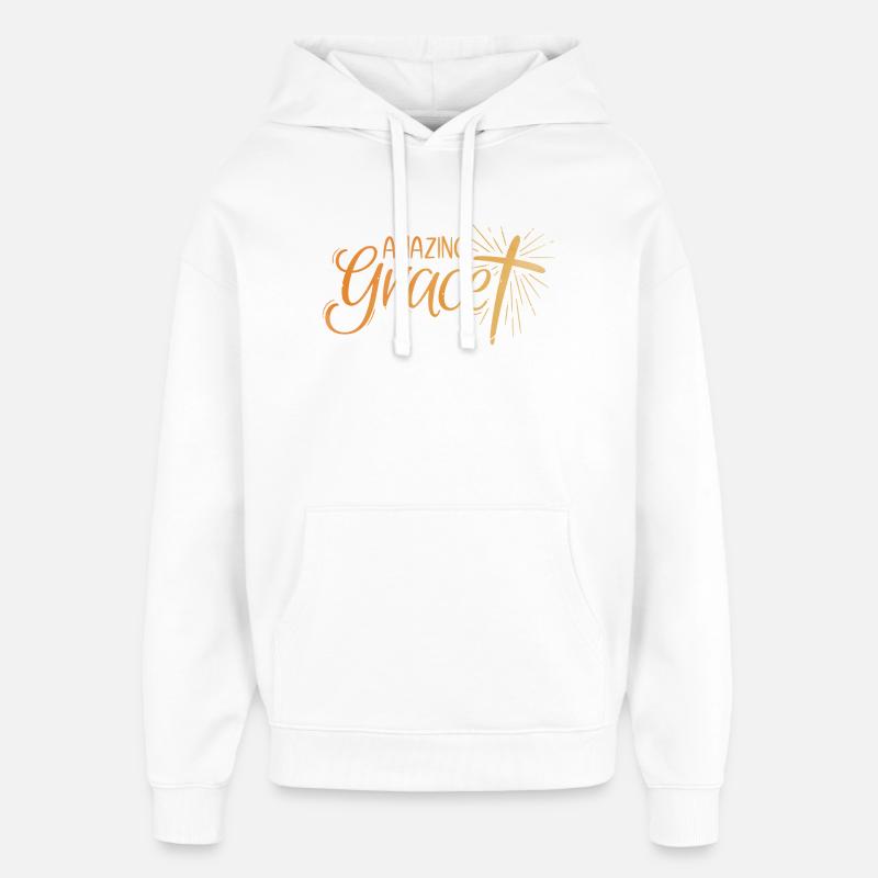 Lettrage Amazing Grace - Sweat à capuche unisexe Stanley/Stella Oversized - blanc