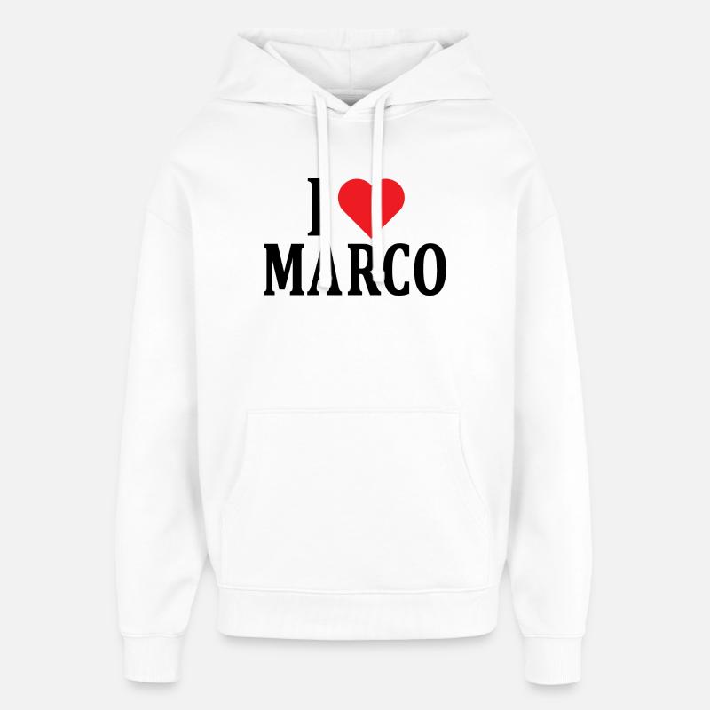 t-shirt j’aime Marco t-shirt idée cadeau - Sweat à capuche unisexe Stanley/Stella Oversized - blanc