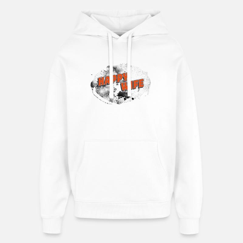 FEMME HEUREUSE Fond tempête rasteriert - Sweat à capuche unisexe Stanley/Stella Oversized - blanc