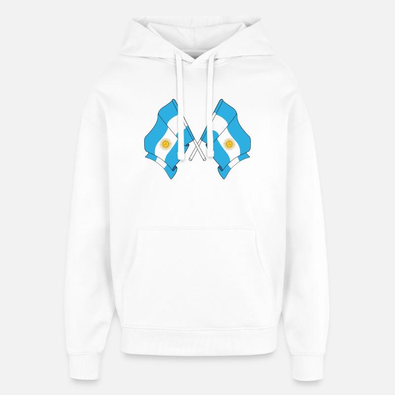 Deux drapeaux croisés de l’Argentine - Sweat à capuche unisexe Stanley/Stella Oversized - blanc