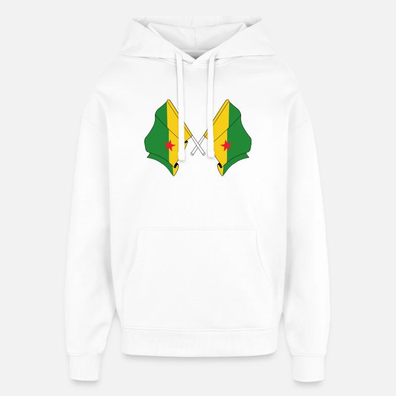 Deux drapeaux croisés de la Guyane - Sweat à capuche unisexe Stanley/Stella Oversized - blanc