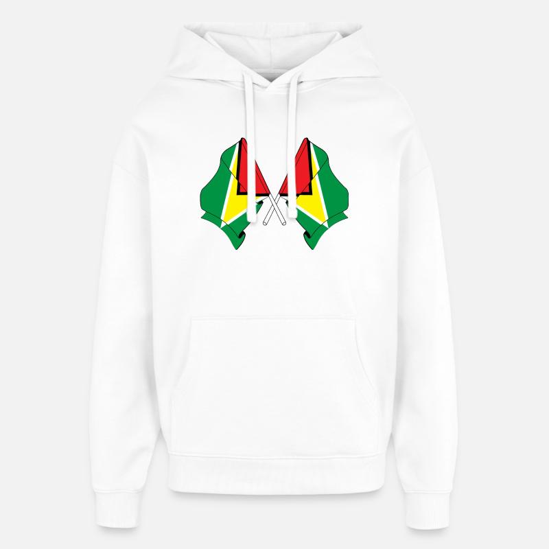 Deux drapeaux croisés de la Guyane - Sweat à capuche unisexe Stanley/Stella Oversized - blanc