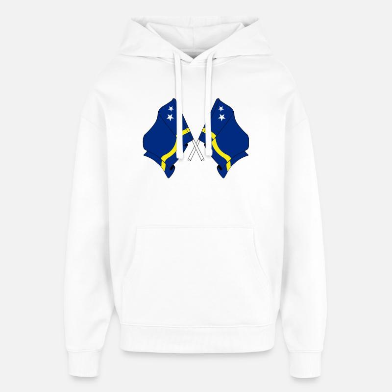 Deux drapeaux croisés depuis Curaçao - Sweat à capuche unisexe Stanley/Stella Oversized - blanc
