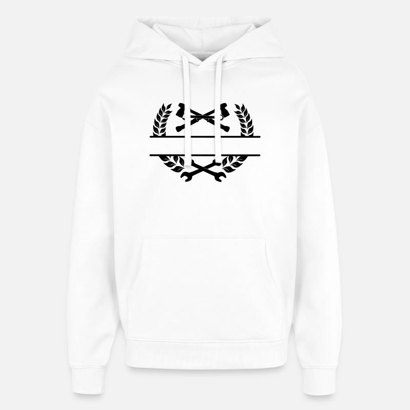 Garage avec logo de mécanicien - Sweat à capuche unisexe Stanley/Stella Oversized - blanc