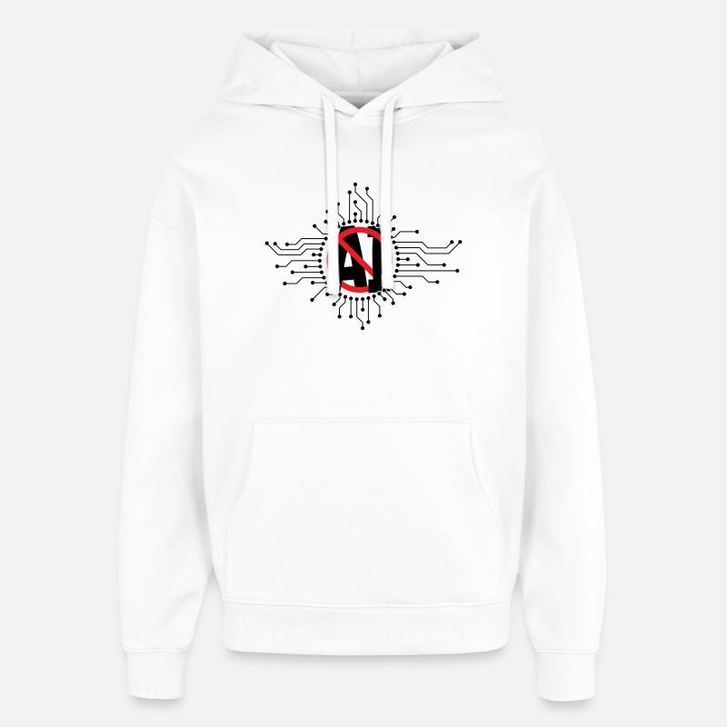 Stop, don't use artificial intelligence, AI. - Oversized Unisex Hoodie by Stanley/Stella - white