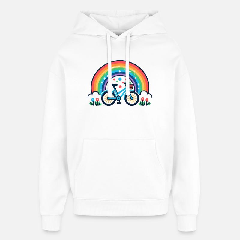 arc-en-ciel vélo joie design - Sweat à capuche unisexe Stanley/Stella Oversized - blanc