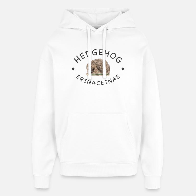 Vrai hérisson, nom scientifique, anglais - Sweat à capuche unisexe Stanley/Stella Oversized - blanc