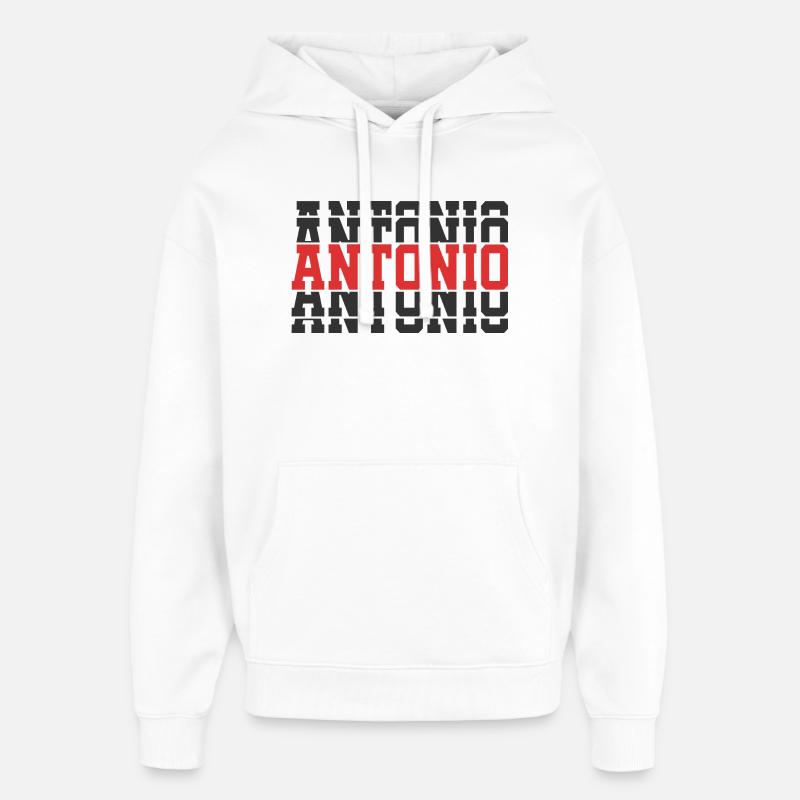 Antonio T-Shirt Geschenkidee gestapelter Text - Oversized Unisex Hoodie von Stanley/Stella - Weiß