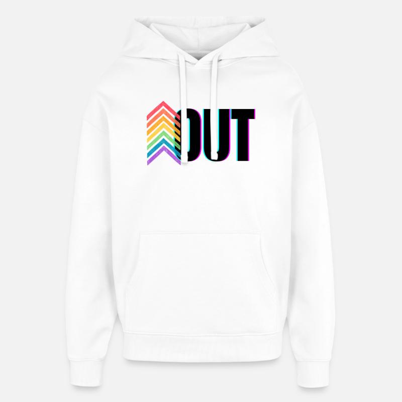 Pride Rainbow Logo Out - Oversized Unisex Hoodie by Stanley/Stella - white