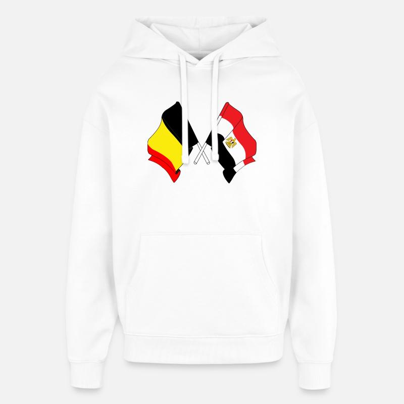 Drapeau Belgique, drapeau Égypte - Sweat à capuche unisexe Stanley/Stella Oversized - blanc