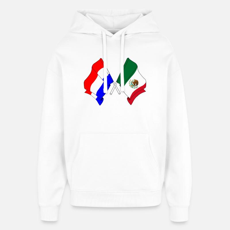 Drapeau Pays-Bas, drapeau Mexique - Sweat à capuche unisexe Stanley/Stella Oversized - blanc