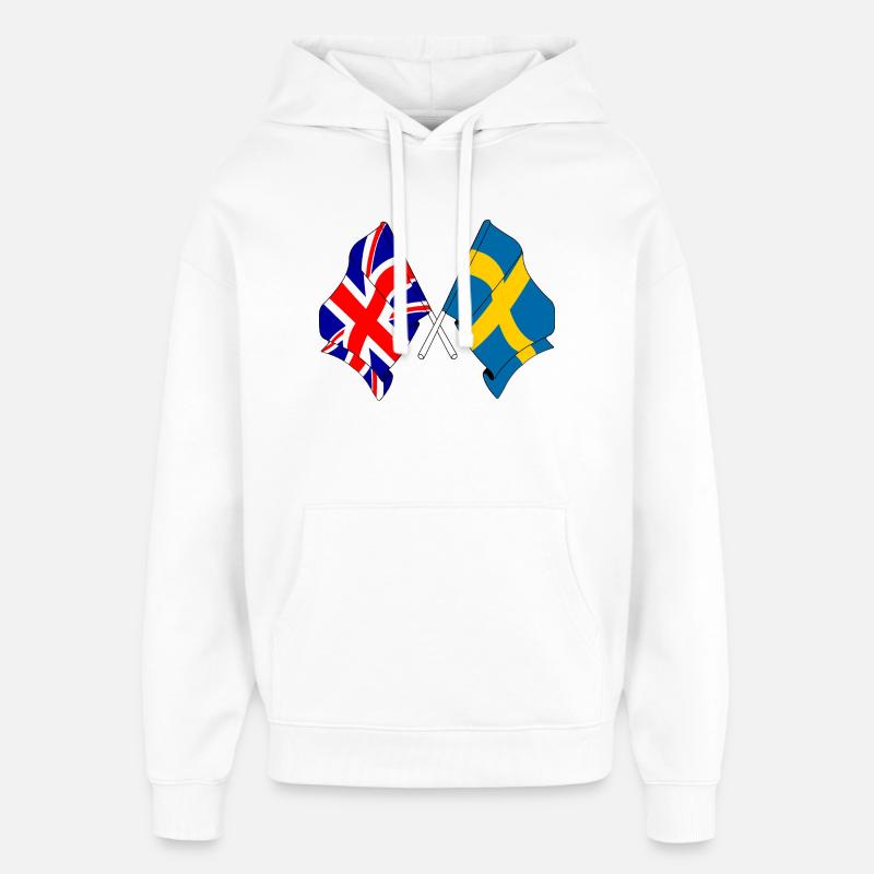 DrapeauAngleterre, drapeau Suède - Sweat à capuche unisexe Stanley/Stella Oversized - blanc