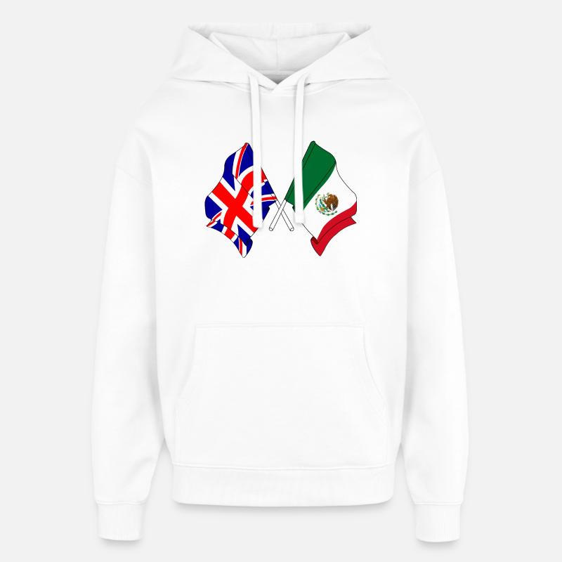 Drapeau de l’Angleterre, drapeau du Mexique - Sweat à capuche unisexe Stanley/Stella Oversized - blanc