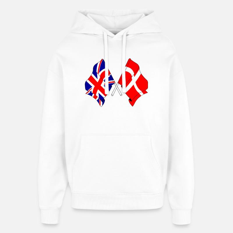 Drapeau de l’Angleterre, drapeau du Danemark - Sweat à capuche unisexe Stanley/Stella Oversized - blanc