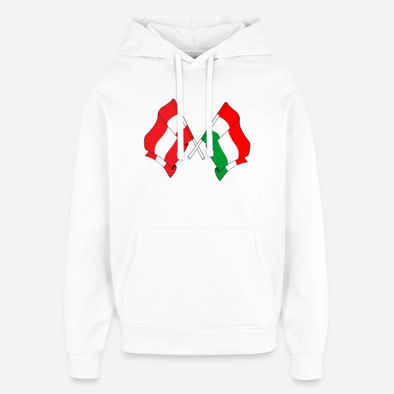 Drapeau Autriche, drapeau Hongrie - Sweat à capuche unisexe Stanley/Stella Oversized - blanc
