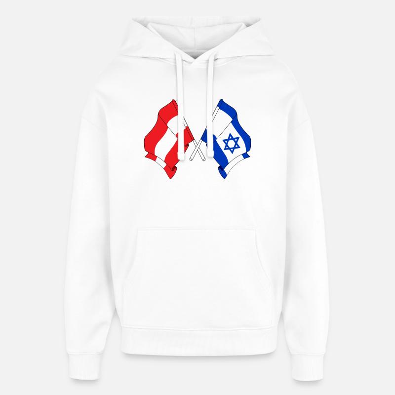 Drapeau Autriche, drapeau Israël - Sweat à capuche unisexe Stanley/Stella Oversized - blanc