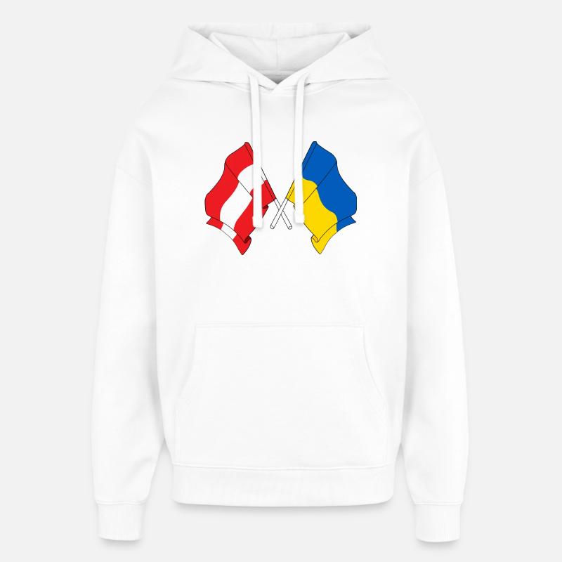 Drapeau Autriche drapeau Ukraine - Sweat à capuche unisexe Stanley/Stella Oversized - blanc