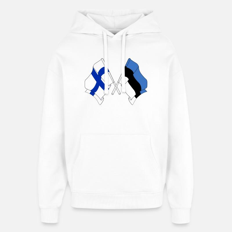 Drapeau Finlande, drapeau Estonie - Sweat à capuche unisexe Stanley/Stella Oversized - blanc