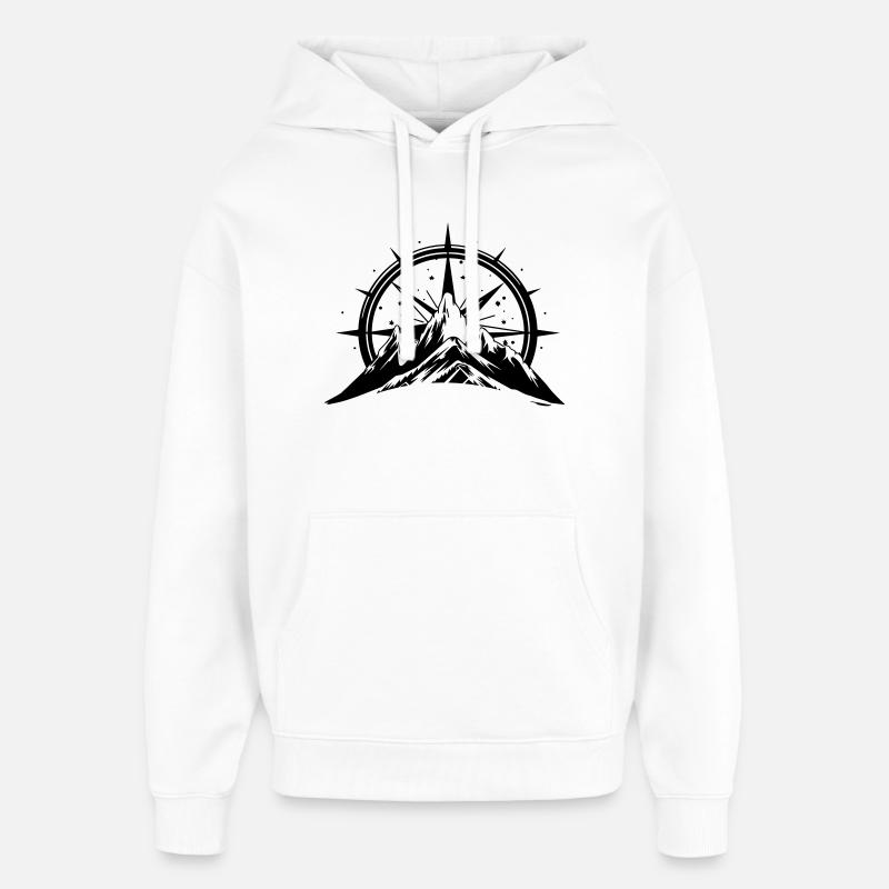 Compass With Mountain Silhouette - Oversized Unisex Hoodie von Stanley/Stella - Weiß