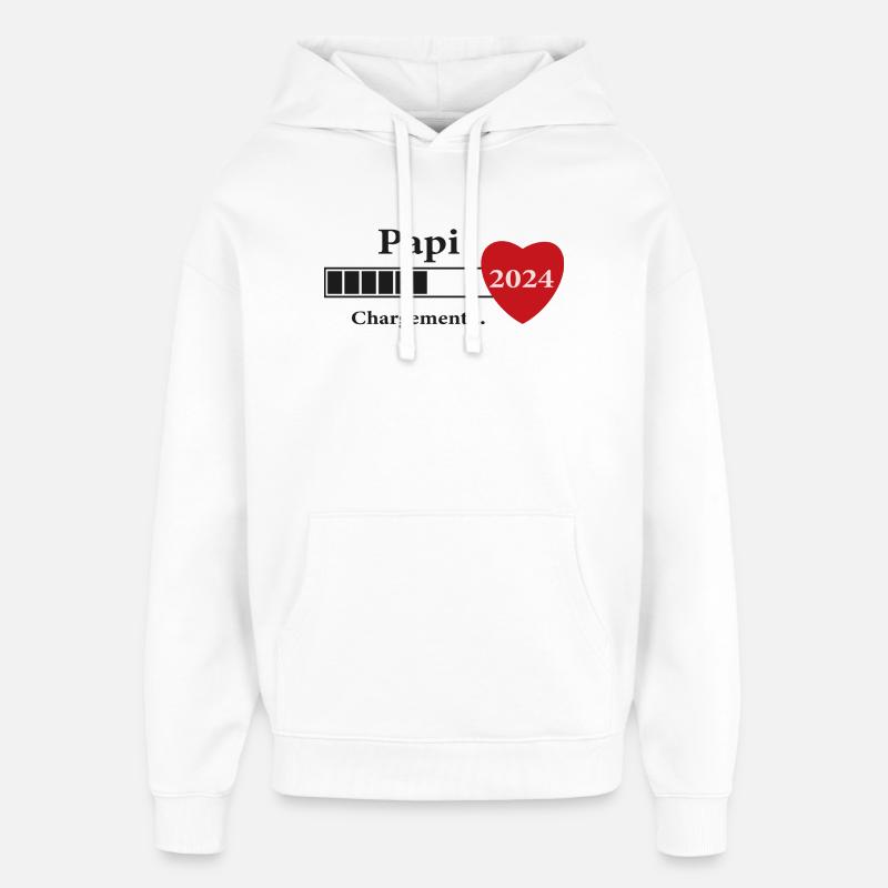 papi - futur papi chargement - Sweat à capuche unisexe Stanley/Stella Oversized - blanc