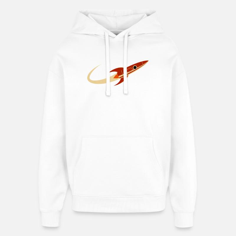 Red Space Rocket - Oversized Unisex Hoodie by Stanley/Stella - white