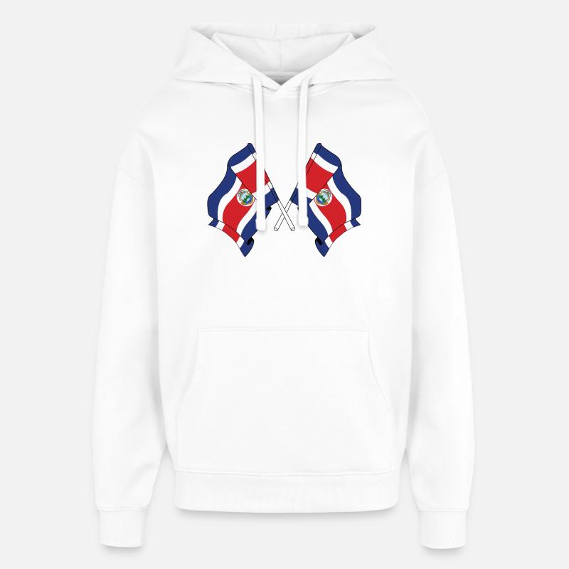 Deux drapeaux du Costa Rica - Sweat à capuche unisexe Stanley/Stella Oversized - blanc
