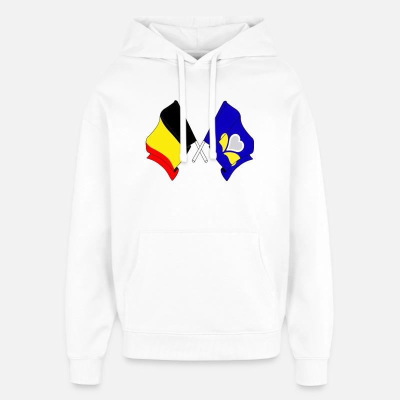 Drapeau Belgique, Région de Bruxelles-Capitale - Sweat à capuche unisexe Stanley/Stella Oversized - blanc