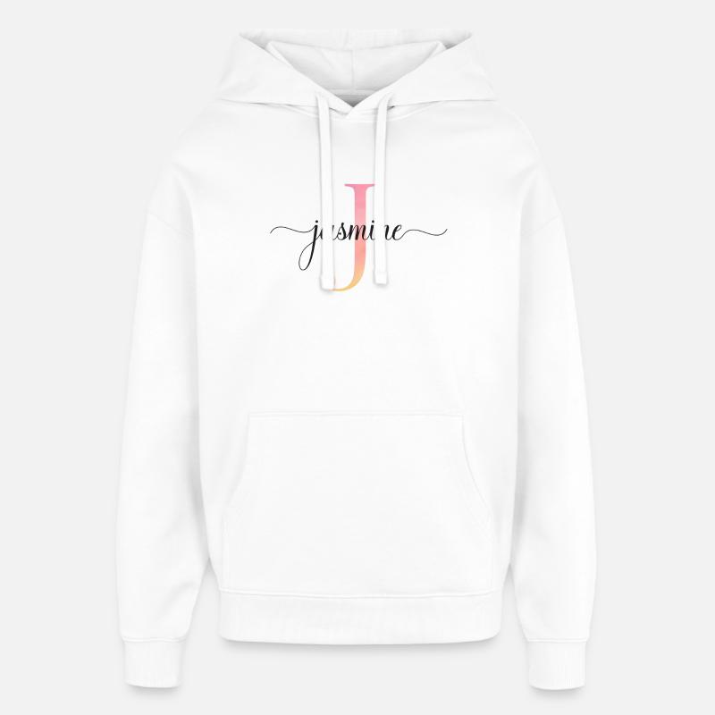 J | Monogramme | Nom | Jasmin |Aquarelle - Sweat à capuche unisexe Stanley/Stella Oversized - blanc
