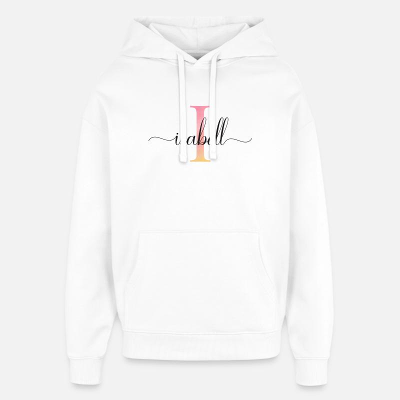 J | Monogramme | Nom | Isabelle |Aquarelle - Sweat à capuche unisexe Stanley/Stella Oversized - blanc