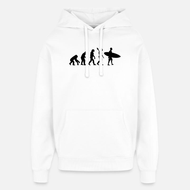 Surfeur Drôle Évolution Humaine - Sweat à capuche unisexe Stanley/Stella Oversized - blanc