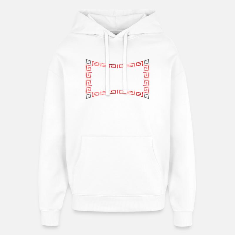 Frame pattern red - Oversized Unisex Hoodie by Stanley/Stella - white
