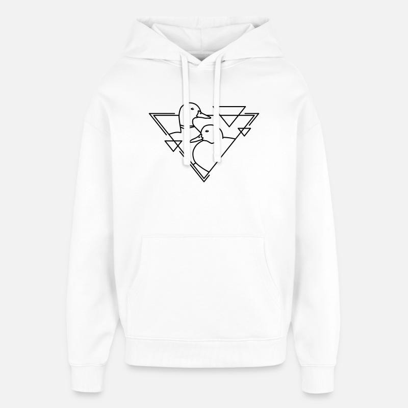 Deux canards en design géométrique - Sweat à capuche unisexe Stanley/Stella Oversized - blanc