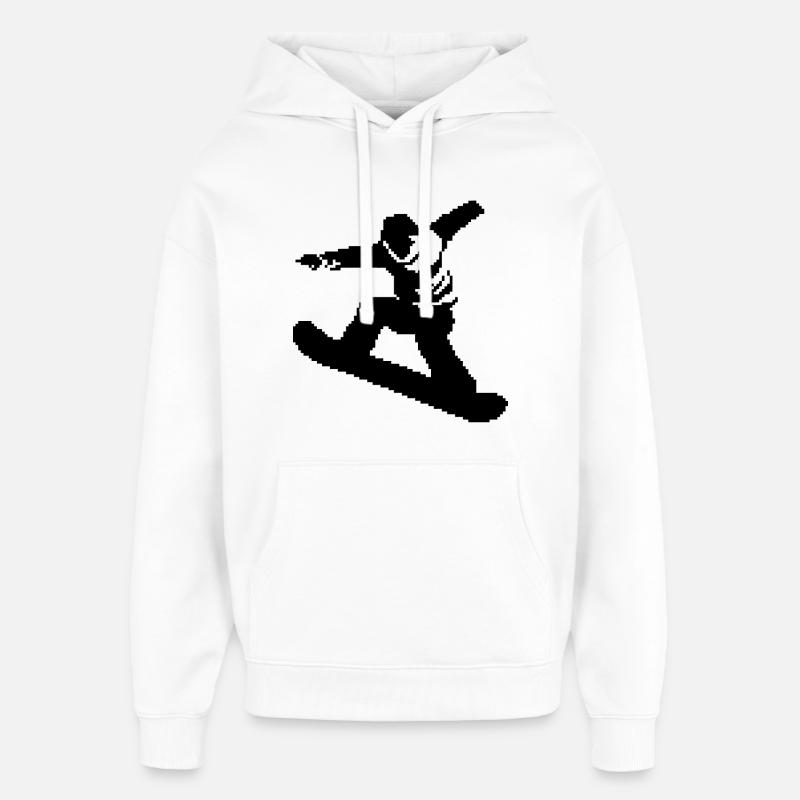 Snowboarder Pixel Art - Sweat à capuche unisexe Stanley/Stella Oversized - blanc