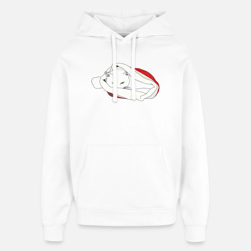 Chat de Noël - Sweat à capuche unisexe Stanley/Stella Oversized - blanc