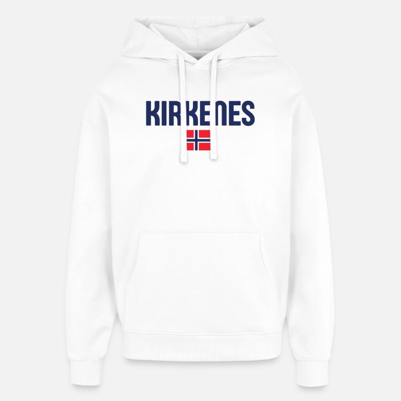 KIRKENES Drapeau de la Norvège - Sweat à capuche unisexe Stanley/Stella Oversized - blanc